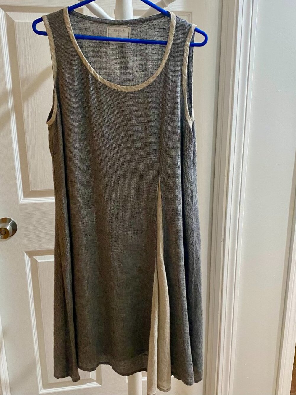 Formidable DAR Handmade Linen Cotton Tunic Dress Grey Oatmeal Size M USA Made